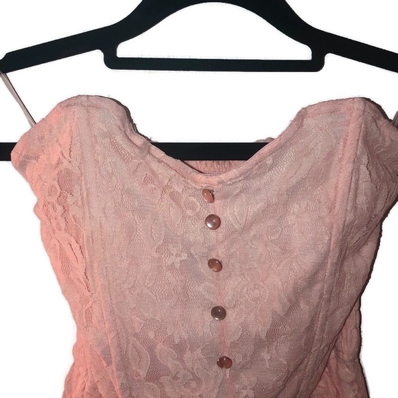 NWT PINK LACE PEPLUM TUBE TOP - Picture 2 of 6